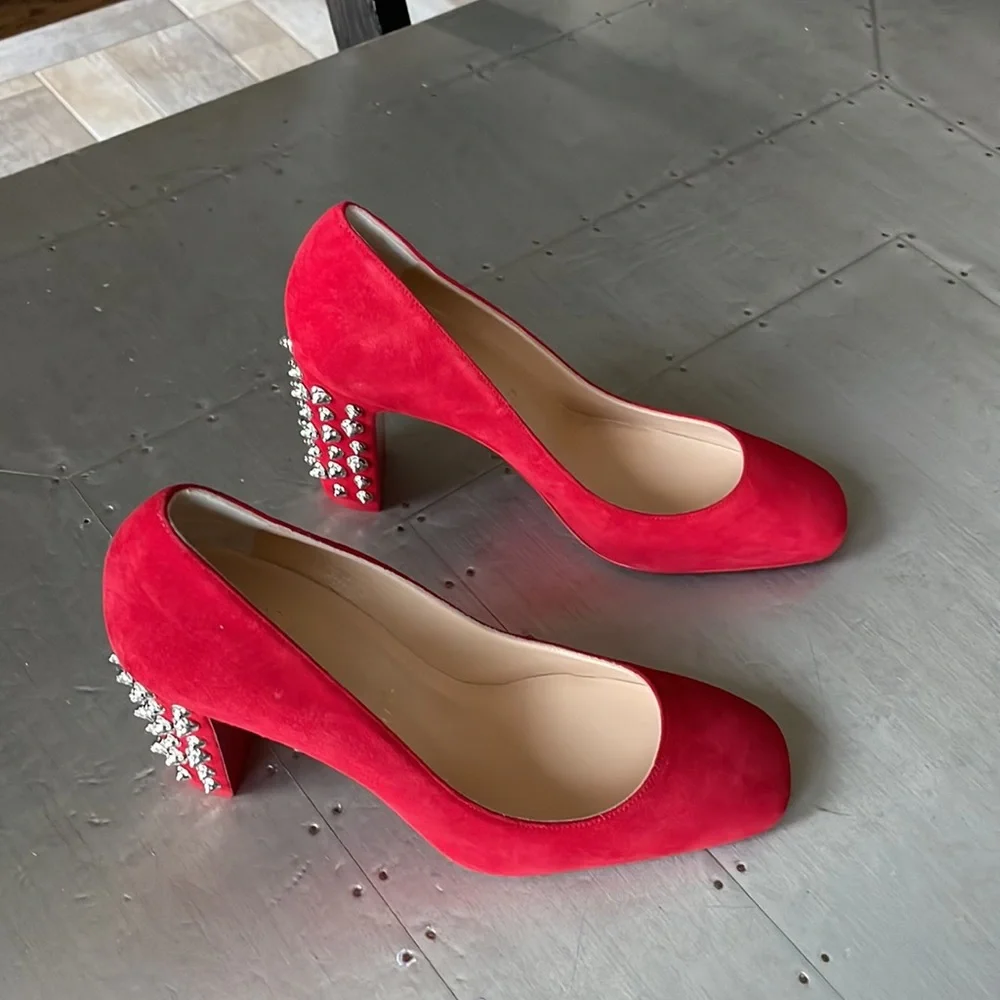 Christian louboutin Donna stud spikes loubi red silver pump 85mm sz 37